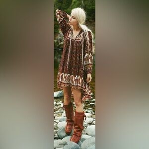 RAGA Asymmetrical Dress in Rich Brown and Cream